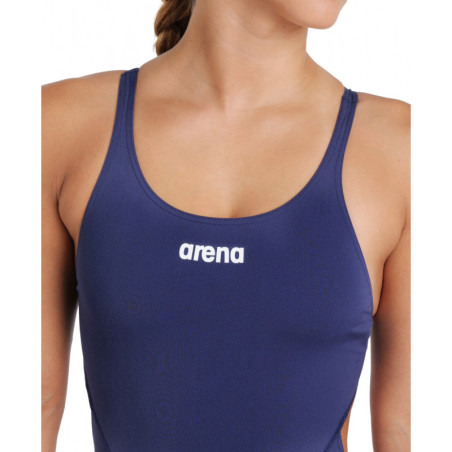 Arena TEAM SOLID SWIM TECH Navy White - Maillot Natation Femme 1 piece | Les4Nages