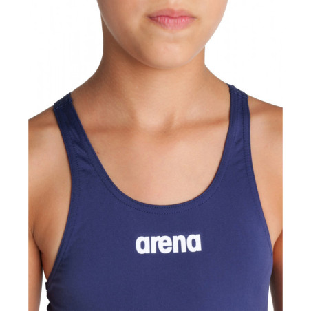 Arena Girls (6-14 ans) Team Swimsuit SOLID Swim Tech - Navy White - Maillot Fille Natation | Les4Nages