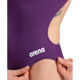 Arena TEAM SOLID Challenge Back  Plum White - Maillot de bain femme 1 pièce