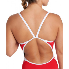 Arena ICONS Team  SUPER FLY BACK Red White -  Maillot Natation Femme