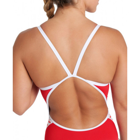 Arena ICONS Team SUPER FLY BACK Red White - Maillot Natation Femme | Les4Nages