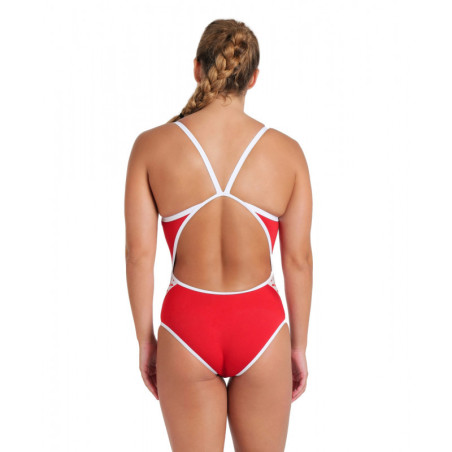 Arena ICONS Team SUPER FLY BACK Red White - Maillot Natation Femme | Les4Nages