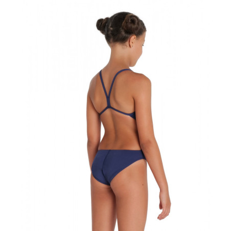 Arena Girls (6-14 ans) Team Swimsuit SOLID Challenge Back - Navy White - Maillot Fille Natation | Les4Nages