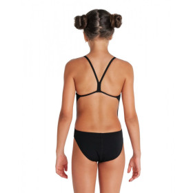 Arena Girls (6-14 ans) Team Swimsuit SOLID Challenge Back - Black White - Maillot Fille Natation