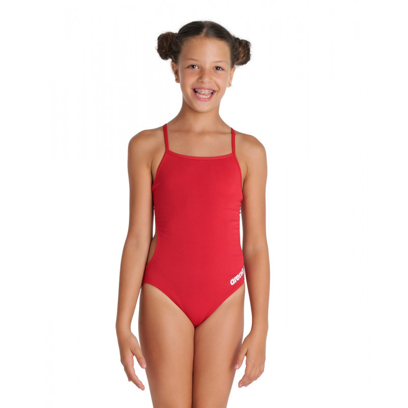 Arena Girls 6 14 ans Team Swimsuit SOLID Challenge Back Red White Maillot Fille Natation