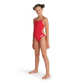 Arena Girls (6-14 ans) Team Swimsuit SOLID Challenge Back - Red White - Maillot Fille Natation