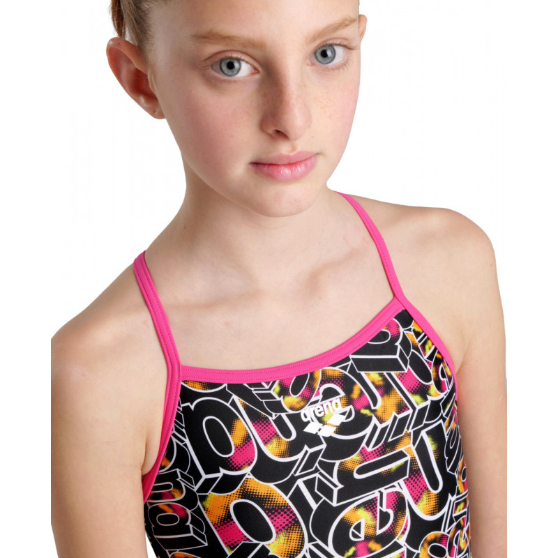 Arena Girls (6-14 ans) SWIMSUIT Lightdrop Back Allover Freak Rose Black Multi