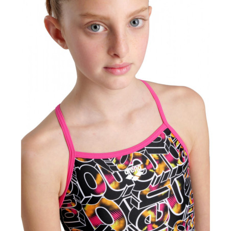 Arena Girls (6-14 ans) SWIMSUIT Lightdrop Back Allover Freak Rose Black Multi