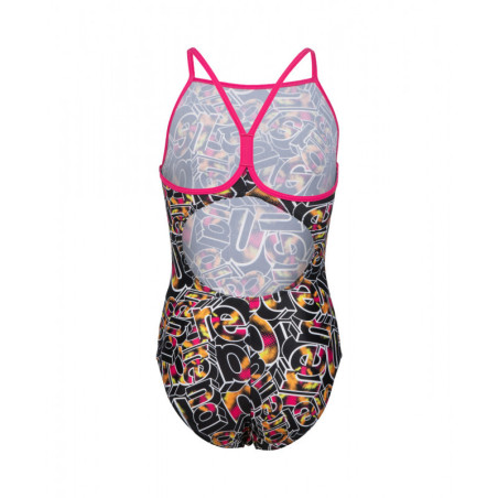 Arena Girls (6-14 ans) SWIMSUIT Lightdrop Back Allover Freak Rose Black Multi | Les4Nages