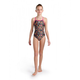 Arena Girls (6-14 ans) SWIMSUIT Lightdrop Back Allover Freak Rose Black Multi