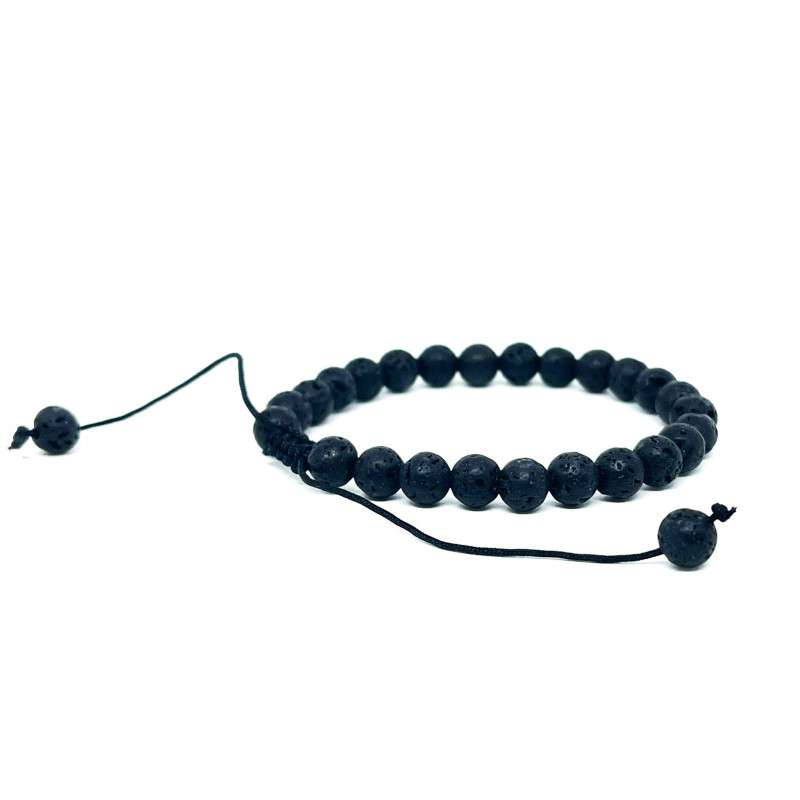 Bracelet Pierres Naturelles AJUSTABLE 6mm - Pierre volcanique - KIREI PARIS BIJOUX