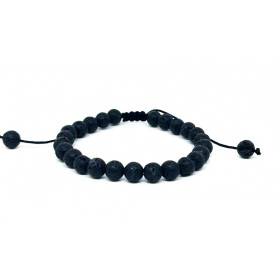 Bracelet Pierres Naturelles AJUSTABLE 6mm - Pierre volcanique - KIREI PARIS BIJOUX