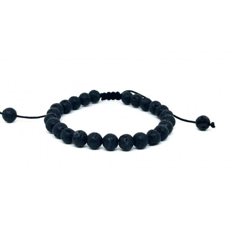 Bracelet Pierres Naturelles AJUSTABLE 6mm - Pierre volcanique - KIREI PARIS BIJOUX | Les4Nages