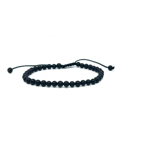 Bracelet Pierres Naturelles AJUSTABLE 4mm - Onyx - KIREI PARIS BIJOUX | Les4Nages