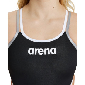 Arena ONE DOUBLE CROSS BACK ONE PIECE Black White Silver - Maillot de bain femme 1 pièce