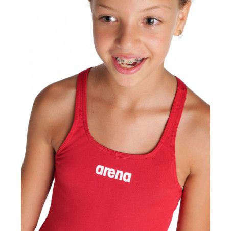Arena Solid Team Swim Pro - Red White - Maillot Fille Natation | Les4Nages