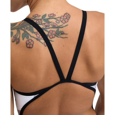 Arena Crazy Panda Superfly Back Black White Multi - Maillot de bain femme 1 pièce | Les4Nages
