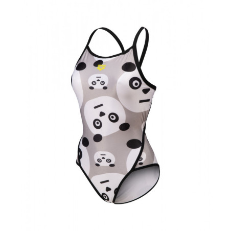 Arena Crazy Panda Superfly Back Black White Multi - Maillot de bain femme 1 pièce | Les4Nages