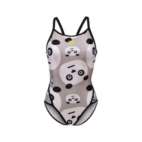 Arena Crazy Panda Superfly Back Black White Multi - Maillot de bain femme 1 pièce | Les4Nages