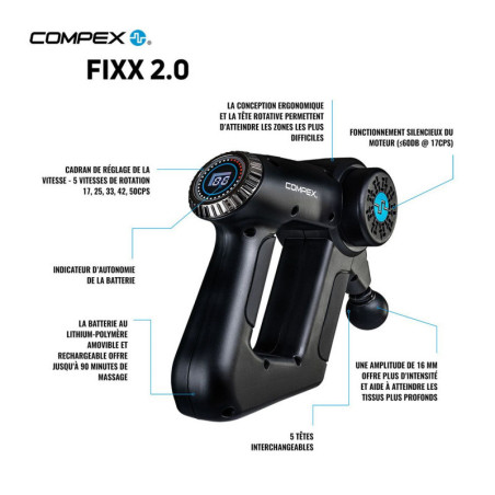 COMPEX MASSEUR FIXX 2.0 - PISTOLET de massage | Les4Nages