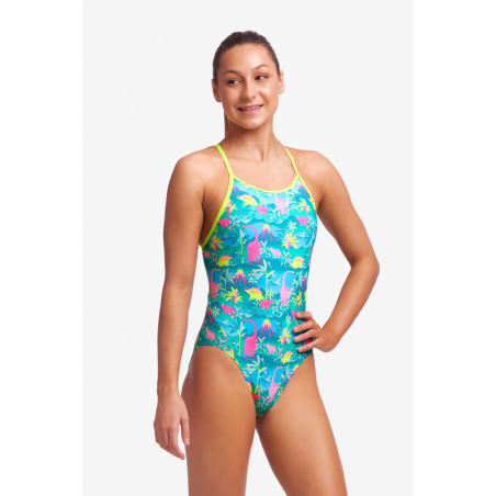 Funkita Fille (8-14 ans) Prehistoric Party Diamond Back - Maillot de bain Natation Fille 1 piece | Les4Nages