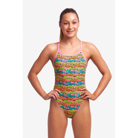 Funkita Fille (8-14 ans) Lying Cheet Single Straps - Maillot de bain Natation Fille 1 piece