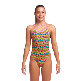 Funkita Fille (8-14 ans) Lying Cheet Single Straps - Maillot de bain Natation Fille 1 piece