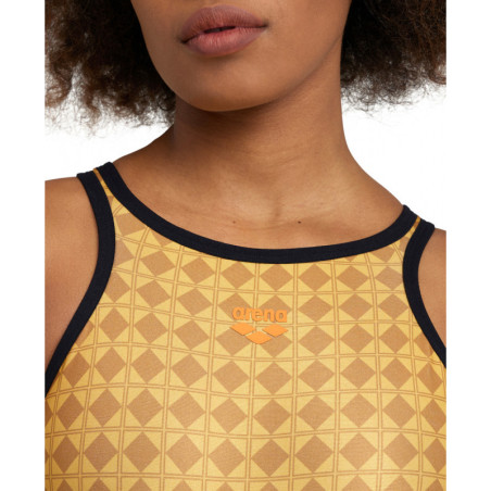 Arena Womens 50TH SWIMSUIT TECH ONE BACK Gold Multi Black | Les4Nages