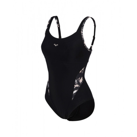 Arena Bodylift FRANCY Strap Back - BLACK WHITE MULTI - Maillot Natation & Aquagym Femme | Les4Nages