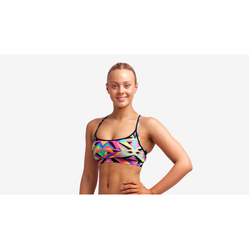 Funkita Crystal Eyes Sports Top / Bas Sports Brief Still Black - Maillot de bain Natation Femme 2 pieces | Les4Nages