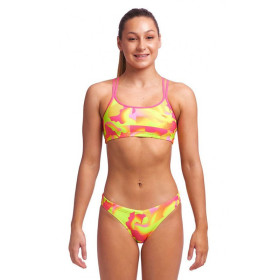 Maillot FUNKITA Fille (8-14ans) Pinged Pink Cross Top 2 pieces - Maillot de bain Natation Fille 2 pieces