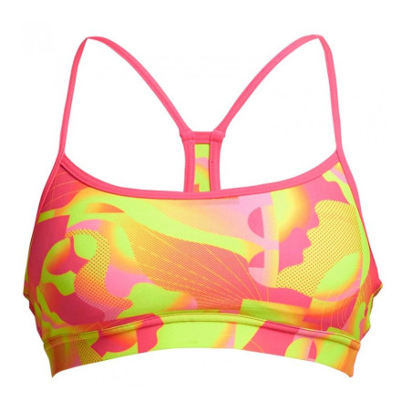 Haut de maillot de bain FUNKITA Pinged Pink Swim Crop Top | Les4Nages