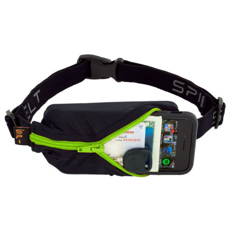 Ceinture SPIBELT Original - BLACK with LIME GREEN Zipper - Ceinture extensible porte gels, nutrition, telephone ...