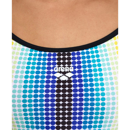 Arena CIRCLE STRIPE Lace Back BLACK-MULTICOLOR - Maillot Natation Femme | Les4Nages
