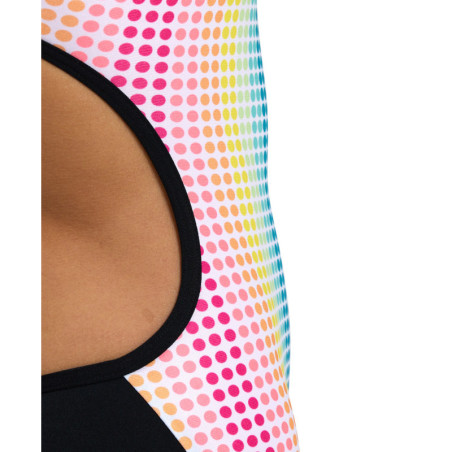 Arena CIRCLE STRIPE Lace Back BLACK-MULTICOLOR - Maillot Natation Femme | Les4Nages
