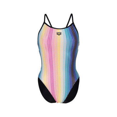Arena CIRCLE STRIPE Lace Back BLACK-MULTICOLOR - Maillot Natation Femme | Les4Nages