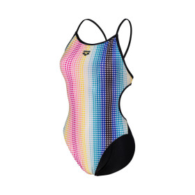 Arena CIRCLE STRIPE Lace Back  BLACK-MULTICOLOR  -  Maillot Natation Femme