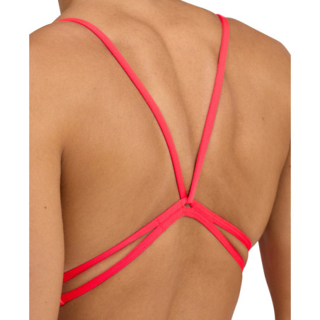 Arena TROPIC Lace Back Fluo Red Multi - Maillot Natation Femme | Les4Nages