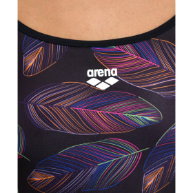 Arena FALLING LEAVES Booster Back - Black black multi  -  Maillot Natation Femme