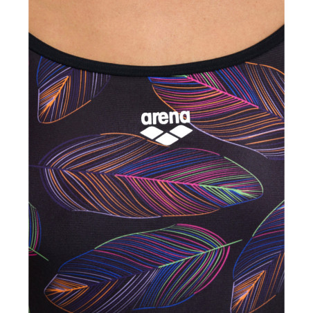 Arena FALLING LEAVES Booster Back - Black black multi - Maillot Natation Femme | Les4Nages