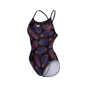 Arena FALLING LEAVES Booster Back - Black black multi  -  Maillot Natation Femme