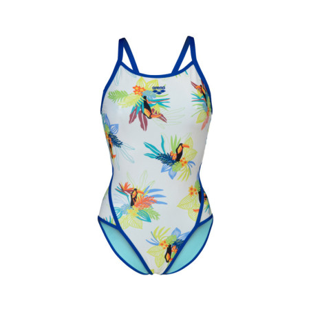 Arena TOUCAN Superfly Back - Neon Blue white multi - Maillot Natation Femme | Les4Nages