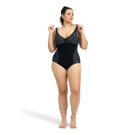 Arena BODYLIFT LUCIA U BACK PLUS Black Silver - Maillot Natation Grandes tailles | Les4Nages