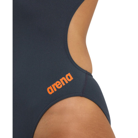 Arena TEAM SOLID Challenge Back  Asphalt Black  - Maillot de bain femme 1 pièce