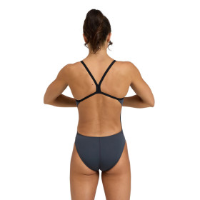 Arena TEAM SOLID Challenge Back  Asphalt Black  - Maillot de bain femme 1 pièce