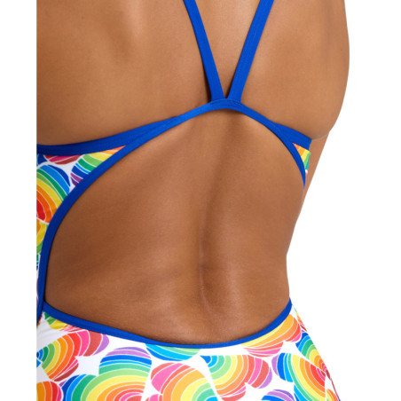 Arena PRIDE Superfly Back - Neon Blue White Multi - Maillot Natation Femme | Les4Nages