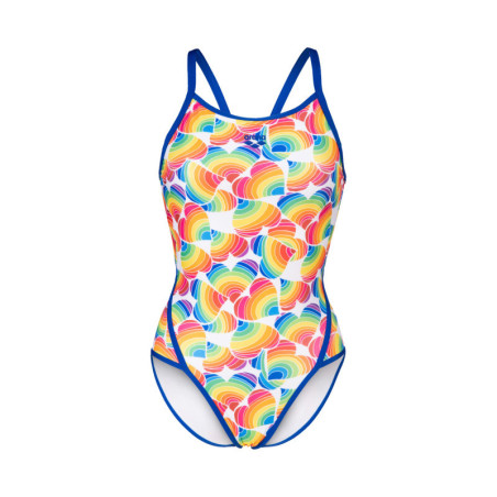 Arena PRIDE Superfly Back - Neon Blue White Multi - Maillot Natation Femme | Les4Nages