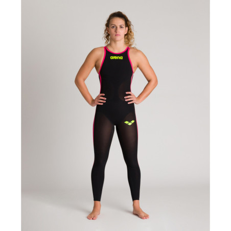 ARENA Powerskin Femme Open Water R-Evo + Full Body - Open Back - BLACK-FLUO YELLOW | Les4Nages