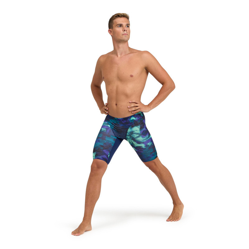 ARENA HERO CAMO swim jammer Navy Green Lake Multi   - Jammer Natation Homme