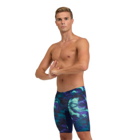 ARENA HERO CAMO swim jammer Navy Green Lake Multi   - Jammer Natation Homme